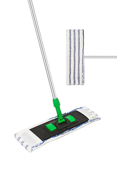 SENAX Mavi-beyaz Mikrofiber Peluş Mop Bezi – 40 Cm, Cepli, Yüksek Emicili