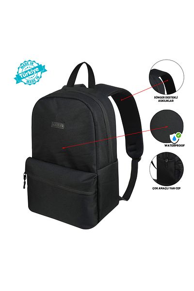 Roxy Black Backpack with Black Waterproof Sponge Backing Suitable for Daily and School Use