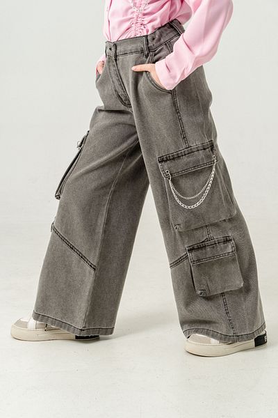 GİYİCEM TEKSTİL Girl's Chain Covered Spanish Jeans 2178