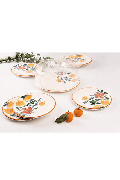 Pembelia Life 7 Parça Kek Fanunslu Porselen 6’lı Pasta Tabaklı Kek Sunum Taba...