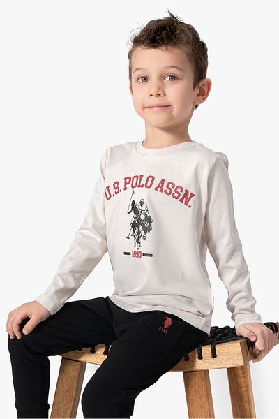 U.S. Polo Assn. U.S. Polo Assn. Boy's White Long Sleeve Pajama Suit