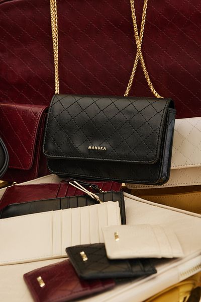 Manuka Black Quilted Wallet or Bag
