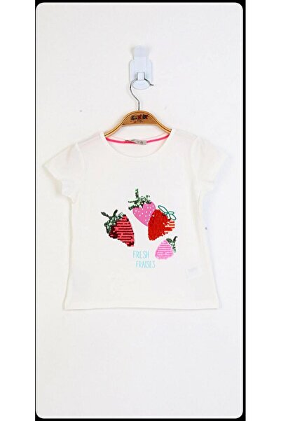 Toontoy Tricou cu broderie cu flori cu paiete pentru fetiță