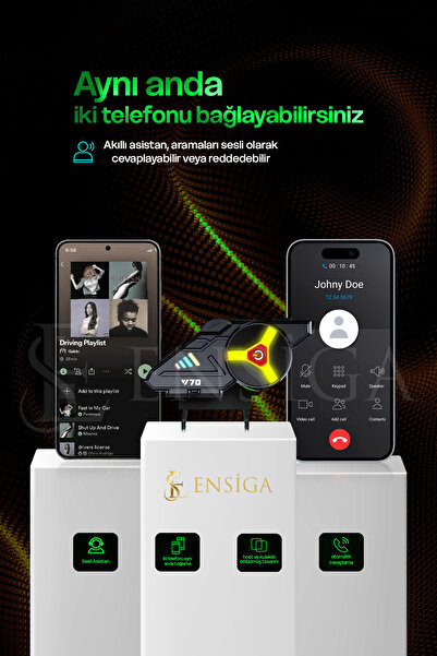 EN SİGA Tek Bağlantı Bluetooth 5.3 Motosiklet Kask Kulaklık Rgb Işık 1.000 Mah Su Geçirmez Ses Asistan