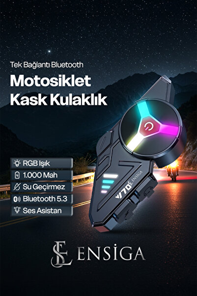 EN SİGA Tek Bağlantı Bluetooth 5.3 Motosiklet Kask Kulaklık Rgb Işık 1.000 Mah Su Geçirmez Ses Asistan