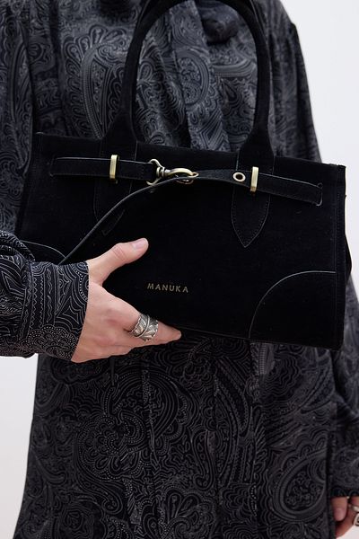 Manuka Grace Fake Suede Belt Bag with Milk Belt - Black