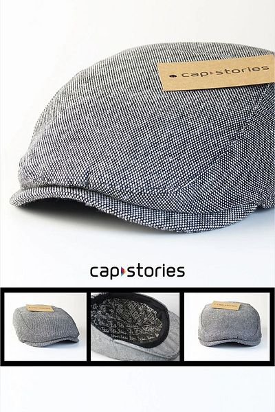 Capstories Men's Cap Hat Gray Textured Wool Fabric Standard Size Hat