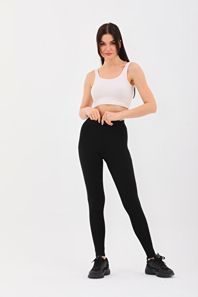 MEGHAN L.A Μαύρο βαμβακερό ελαστικό υφασμάτινο κολάν