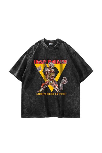 Sekizbiraltı Μαύρο μπλουζάκι Unisex Washed Oversize Somewhere In Time
