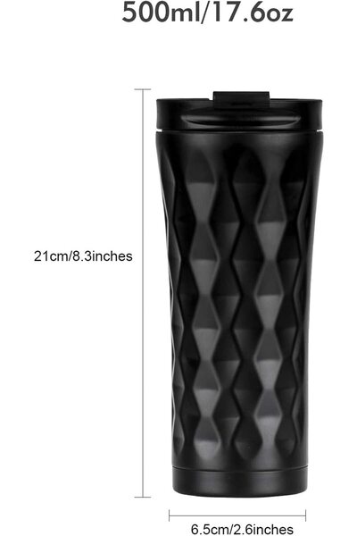 COOYA Travel Coffee Mug,500ml Stainless Steel Vacuum Insulated Cup Thermos Leakproof for Coffee,Tea