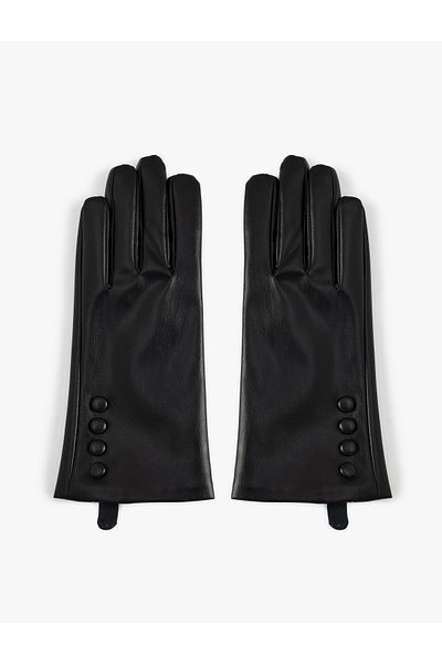 Koton Glove Faux Leather Button Nominee Dress