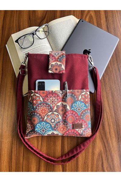 AKSESUARSEPETİ Handmade Carrying Bag with Pockets - Hanging Case - Tablet - Book Categories