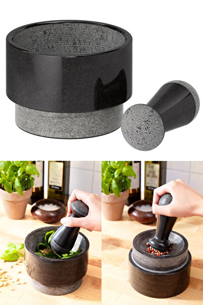 Binbirreyon Taş Havan Ve Tokmak Seti Mermer Çift Taraflı Kullanım 14cm RA122