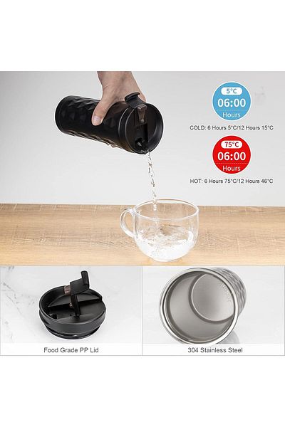 COOYA Travel Coffee Mug,500ml Stainless Steel Vacuum Insulated Cup Thermos Leakproof for Coffee,Tea