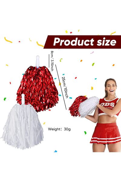 Janissary 1 Pair Red White Pompom - Cheerleading Demonstration Pompom - April 23 Pompom