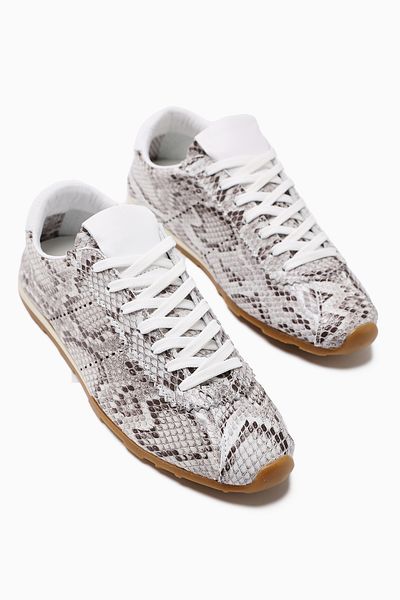 Limoya Genuine Leather Alisa Gray Crocodile Leather Printed Lace up Casual Women's Shoes