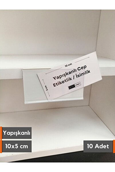Şeffaf Etiket Yapışkanlı Profil Etiketlik Şeffaf Etiketlik 10x5 cm Raf Etiket...