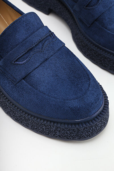 Limoya Bojan Navy Blue Suede Thick Sole Casual Women's Shoes