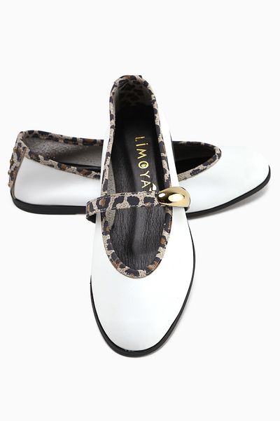 Limoya Dámské baleríny Aliana z pravé kůže s bílou přezkou Leopard