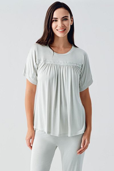 Artış Lace Short Sleeve Flexible Viscose Pajama Suit