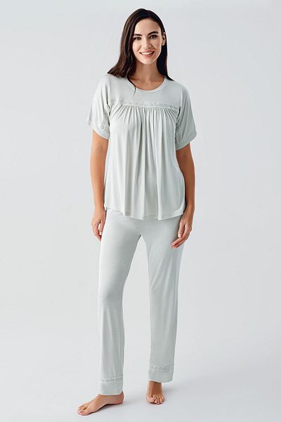 Artış Lace Short Sleeve Flexible Viscose Pajama Suit