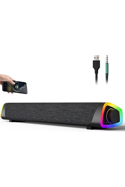COOYA سماعات كمبيوتر، صندوق صوت محيطي ثلاثي الأبعاد مزود بمنفذ USB وبلوتوث للكمبيوتر والهواتف الذكية والكمبيوتر اللوحي