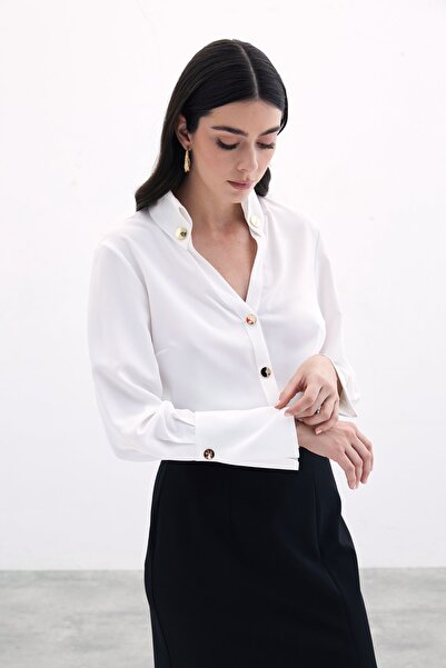 Sateen Сорочка з деталями Чіт Чіт - Екрю