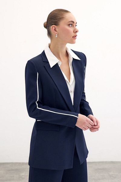Sateen Jachetă casual contrastantă - bleumarin