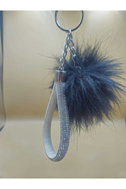 sıcak köşe Breloc cu pene de vulpe cu piatră argintie și înger negru