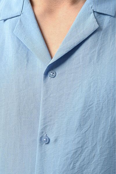 Valiberta Viscose Vertical Striped Comfortable Fit Men's Shirt - Blue