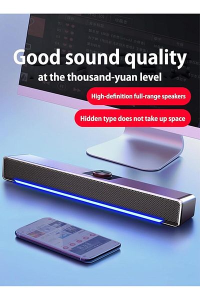 COOYA مكبر صوت كمبيوتر ساوند بار AUX سلكي USB مكبر صوت نظام مسرح منزلي ساوند بار محيطي للتلفزيون والكمبيوتر الشخصي
