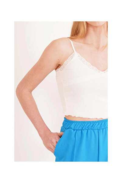 Cotton Mood 23254275 Camisole Rope Strap Lace Crop Blouse WHITE