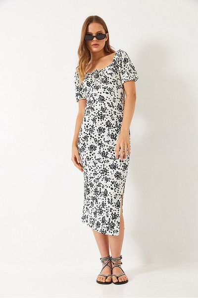 Bianco Lucci Women's Patterned Gathered Knitted Dress 70292 60271049