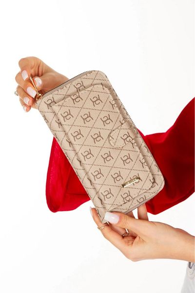 Newish Polo Patterned Fabric Wallet - Fashion, Card Holder and Phone Compartment