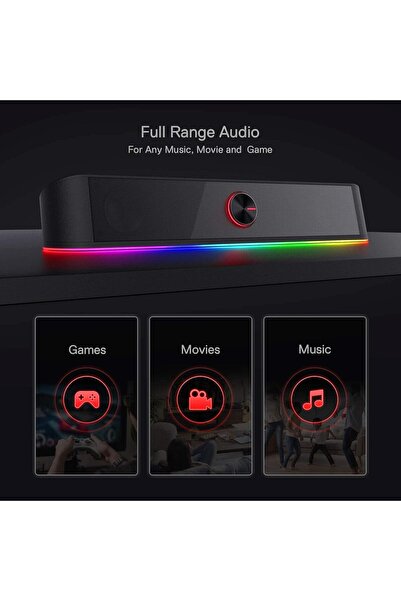 REDRAGON مكبر صوت سطح المكتب GS560 RGB 2.0 — شريط إضاءة ديناميكي، مزامنة الصوت والضوء، إضاءة خلفية تعمل باللمس، V