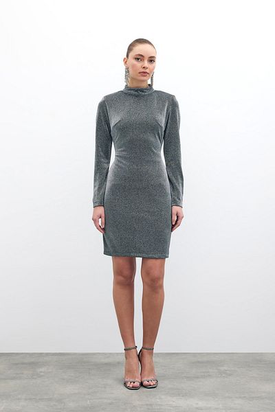 Sateen Rochie scurtă strălucitoare - Antracit