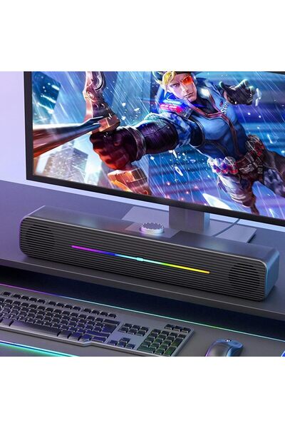 007 TokFaa USB & 3.5mm Computer Soundbar Speaker with RGB Lighting (Black)