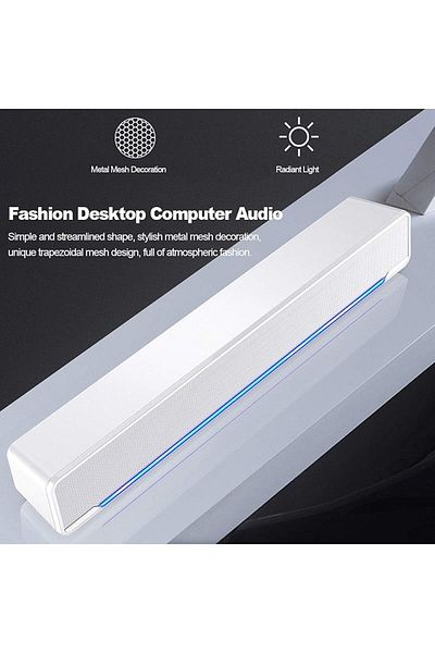 COOYA مكبر صوت للكمبيوتر، مكبر صوت ستيريو سلكي USB، صندوق صوت محيطي قوي، مدخل صوت 3.5 مم