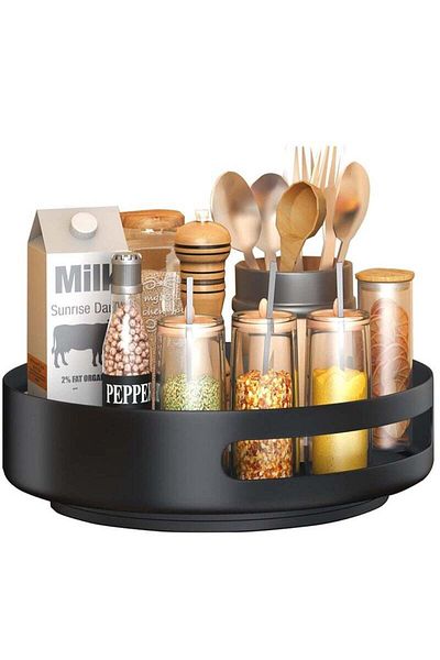COOYA Lazy Susan Organizer, Revolving Spice Rack, 360 Degree Rotatable Rack Stand for Kitchen Cabinet