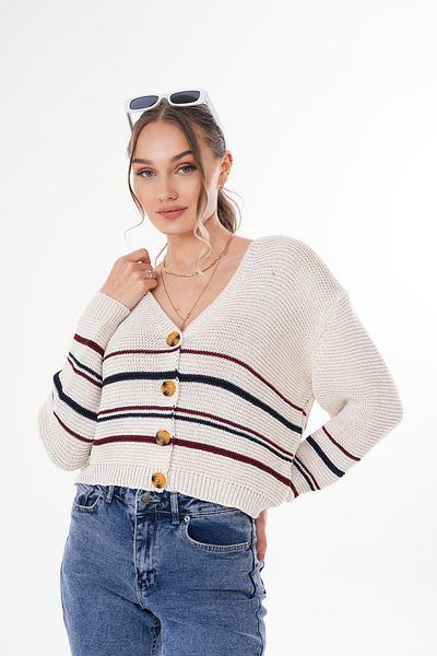 ŞİMAL Cardigan tricotat pentru damă, cu model în dungi, cu închidere cu nasturi 250393   -