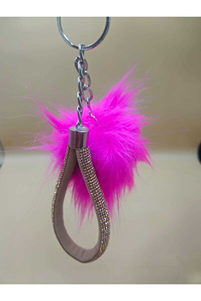 sıcak köşe Breloc cu pene de vulpe din piatră de cămilă, fucsia, înger
