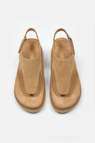 NILUFARR Dominic Camel Suede Genuine Leather Sole Women's Sandals