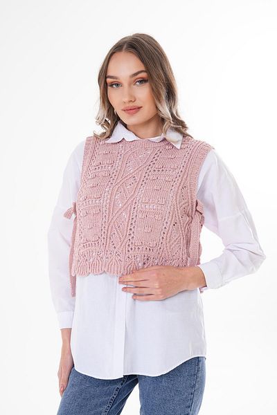ŞİMAL Pulover tricotat cu modele pentru damă, cu detaliu de legare laterală 250337   -