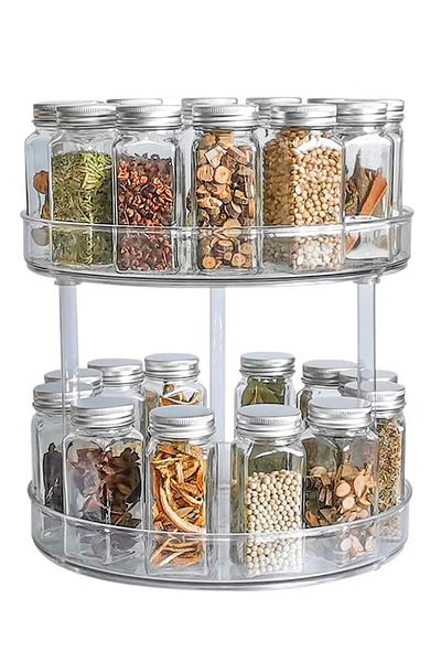 COOYA 2 Tier Lazy Susan Turntable Spice Rack Organizer for Kitchen Cabinet, Decorative Trays for Fruits