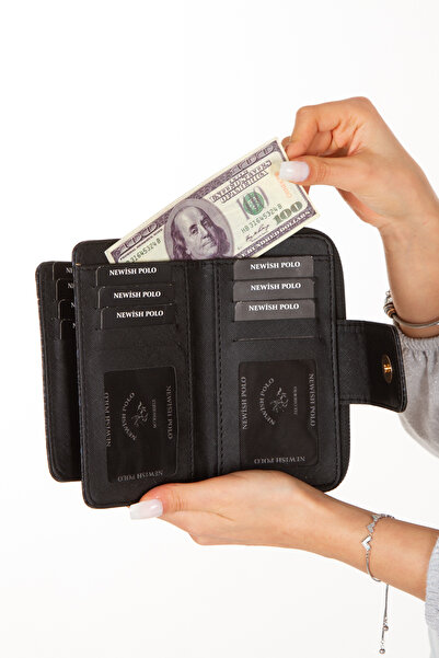 Newish Polo Portofel din țesătură cu model - modă, suport card și compartiment pentru telefon