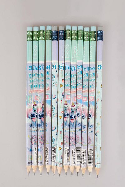 Disney Dekomus with Licensed Stitch 12 Pieces of Lead Pencils with Eraser