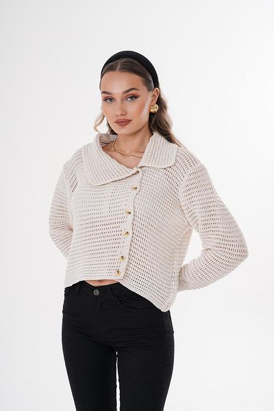 ŞİMAL Cardigan tricotat pentru femei, cu guler, cu nasturi laterale 250344   -