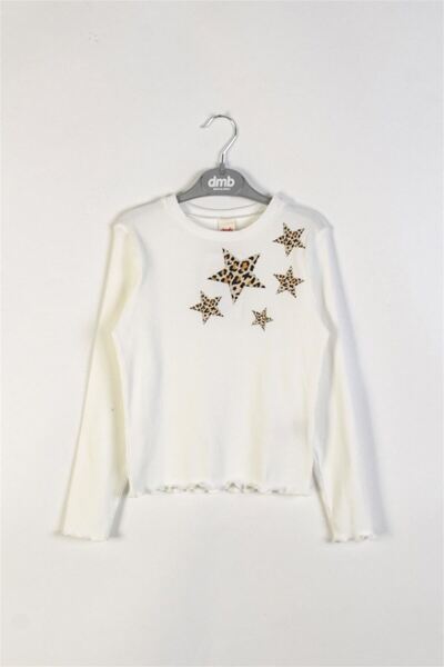 Dmb Girl's Star Printed Bodysuit Ecru M0671
