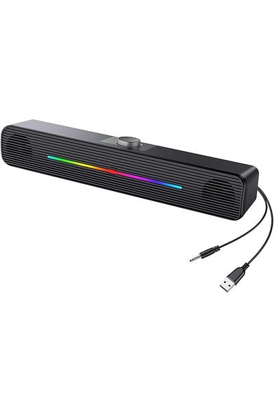 COOYA Black Computer Speakers, PC Sound Bar, USB-Powered 3.5mm AUX, Stereo Sound, for PC Desktop Monitor