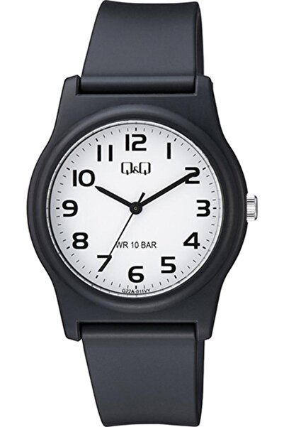 Q&Q ساعة يد للأطفال باللون الأسود مقاومة للماء من Qq G22a-011vy مع سوار بلاستيكي